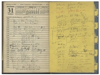 Sheldon Mayer's Personal Day Planner From 1944 When Mayer Edited All-American Publications -- Nearly Every Day Filled-in With Dozens of Artists & Strips Like Flash, Green Lantern, Wonder Woman, Etc.