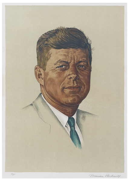 Norman Rockwell Signed Lithograph of John F. Kennedy -- One of the Rare Artist Proofs