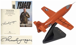Chuck Yeager Signed Bell X-1 Model Airplane, the Plane Yeager Piloted When He Broke the Sound Barrier in 1947 -- Also Includes Chuck Yeagers Signed Autobiography