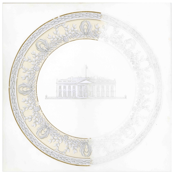 Original Lenox Artwork for the Clinton 200th Anniversary White House China -- Artwork for Service Plate Features White House at Center