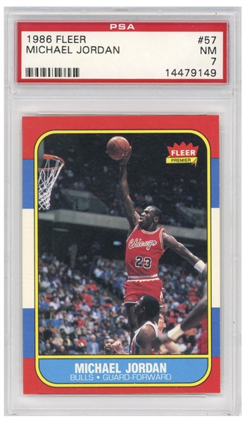 Michael Jordan 1986 Fleer Rookie Card #57 -- PSA Graded Near Mint 7
