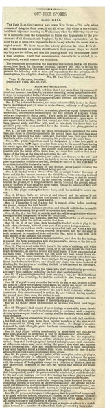 Significant Newspaper in the History of Baseball -- The First Printing of the First Baseball Convention in 1857 and ''Their New Rules''