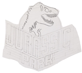 Original Jurassic Park Logo Sketch Created in Development for the 1993 Film -- Drawing Shows a T-Rex Above the Words Jurassic Park