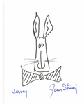 James Stewart Signed 8 x 10 Sketch of the Rabbit in Harvey