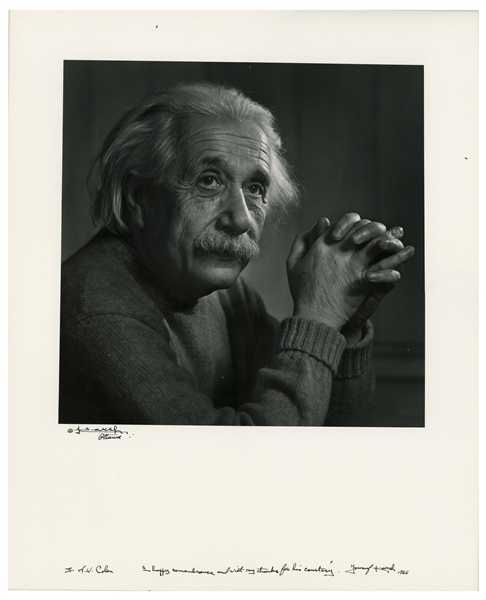 Yousuf Karsh Signed Photogravure of His Famous Portrait of Albert Einstein -- Measures 13.375'' x 16.5''