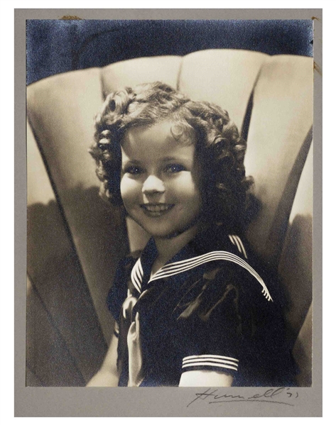 Shirley Temple Personally Owned Photo From ''Heidi'' -- Large Portrait Signed by Photographer George Hurrell on Mat