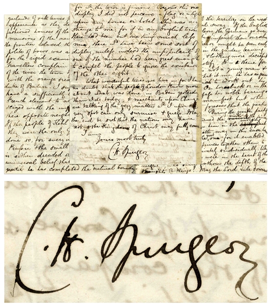 Charles H. Spurgeon Eight Page Autograph Letter Signed, Published at Length in ''The Life and Works of Charles Haddon Spurgeon'' -- ''...forebodings of evil were neither rare nor frivolous...''