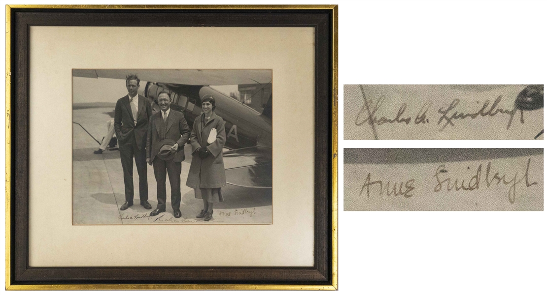 Charles Lindbergh Signed Photo -- Also Signed by His Wife Anne Lindbergh