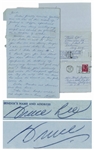 Bruce Lee Autograph Letter Twice-Signed From 1972 -- ...Ive been busy writing my script...