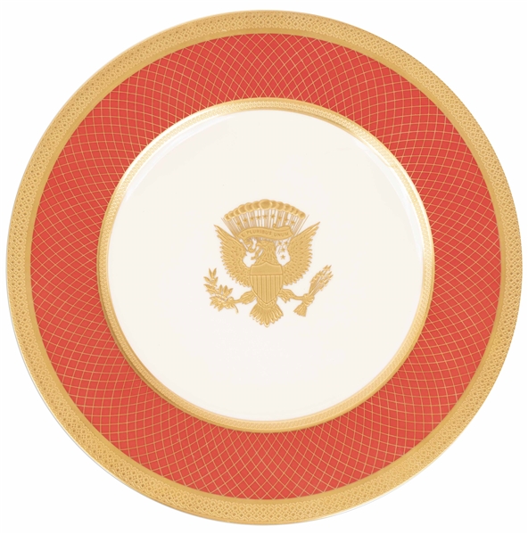 Reagan White House China by Lenox -- Large Service Plate in Red-Gold Design, Made for State Dinners