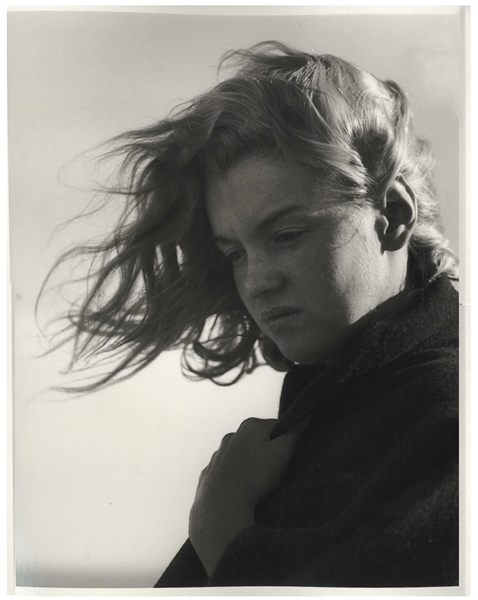 Original 8'' x 10'' Silver-Gelatin Satin-Finish Double-Weight Photograph of Marilyn Monroe Taken by Andre de Dienes with His Backstamp