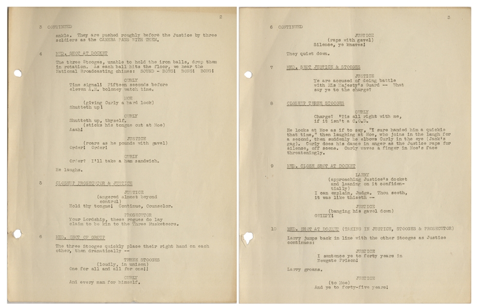 Lot Detail - Moe Howard's Script for The Three Stooges 1937 Film ''Back ...