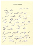 Catch-22 Author Joseph Heller Autograph Letter Signed -- ...My memory isnt as good as the written notes, but if youre puzzled, perhaps I can make sense of things...