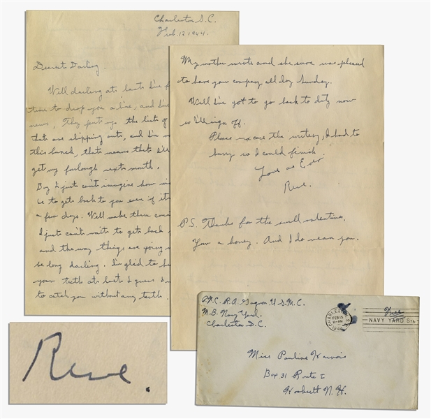 Iwo Jima Hero Rene Gagnon Autograph Letter Signed -- ''...They put up the list of the men that are shipping out, and I'm not going with this bunch...''