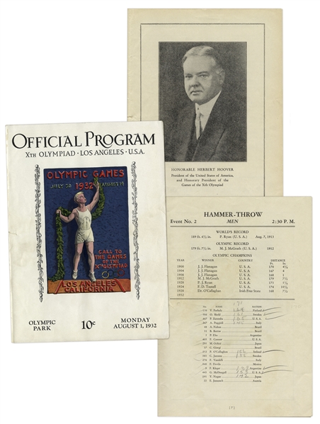 1932 Summer Olympics Program, Held in Los Angeles
