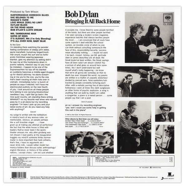 Bob Dylan Signed Album ''Bringing It All Back Home'' -- With a COA From Dylan's Manger, Jeff Rosen