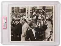 Original 10 x 8 Photo of John F. Kennedy Taken by Cecil W. Stoughton the Morning of the Assassination -- Encapsulated & Authenticated by PSA as Type I Photograph