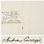 Andrew Carnegie Letter Twice-Signed, With Specific Signed Check Payment Instructions