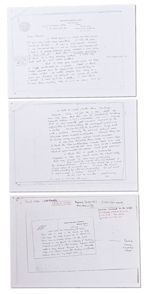 Maurice Wilkins Autograph Manuscript Signed Three Times, With Fascinating DNA Content -- ''the situation was very confused around the Double Helix...High tension accounted for some of the secrecy''