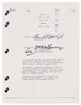 Charlie Duke Signed Copy of the Apollo 16 Flight Plan -- Also With His Handwritten Summary of the Mission