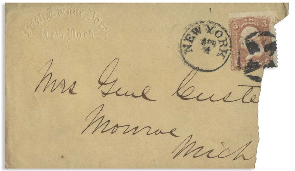 George Custer Handwritten Envelope Addressed to his Wife, ''Mrs. Genl Custer''