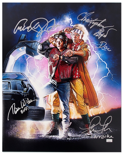 ''Back to the Future II'' Cast-Signed 16'' x 20'' Photo, With Drew Struzan Artwork