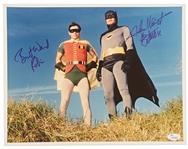 Adam West and Burt Ward Signed 14 x 11 Photo From Batman -- Uninscribed, With Both Men Adding Their Characters Names -- With JSA COA