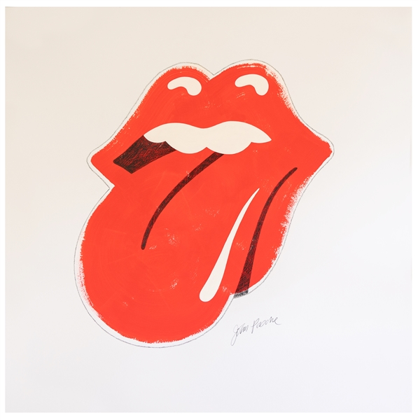 The Rolling Stones' ''Tongue and Lips'' Original Artwork by Logo Creator John Pasche -- Large Piece Measures 31.5'' Square