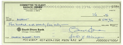 Scarce Check Handwritten and Signed by Barack Obama From the Committee to Elect Barack Obama Bank Account