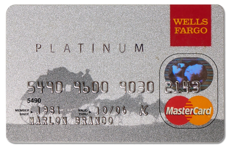 Marlon Brando's Personally Owned Wells Fargo Platinum MasterCard