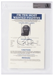 Barack Obama Signed Souvenir Photo of Osama bin Ladens FBI Most Wanted Poster -- Beckett Encapsulated