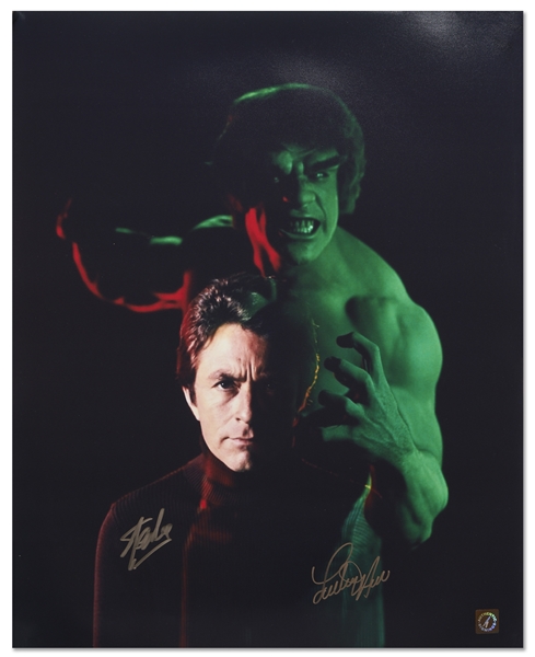 Stan Lee and Lou Ferrigno Signed 16'' x 20'' Photo From ''The Incredible Hulk''