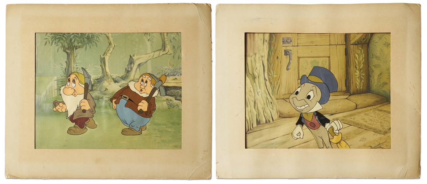 Two Large Disney Cel Set-Ups From ''Snow White and the Seven Dwarfs'' and ''Pinocchio''