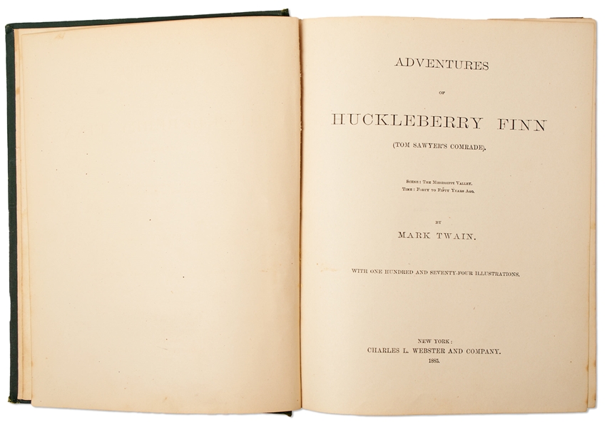 First Edition, First Printing of Mark Twain's Masterpiece, ''Adventures of Huckleberry Finn''