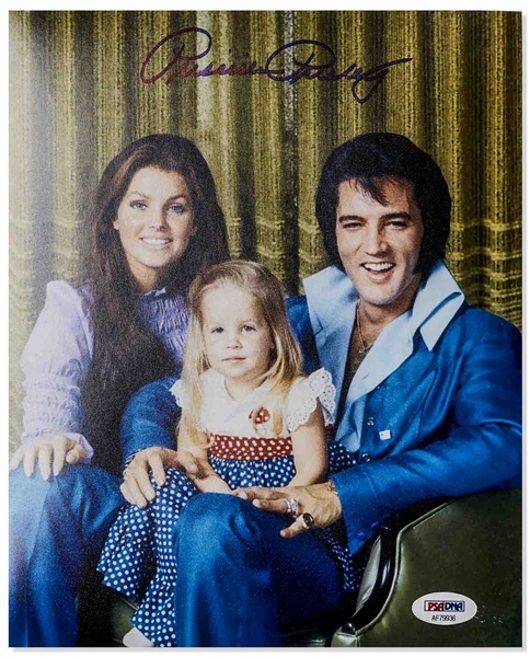 Priscilla Presley Signed 8'' x 10'' Photo of Her With Elvis & Lisa Marie -- With PSA/DNA COA