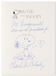 Charles Schulz Hand-Drawn Sketch of Snoopy in the French Coffee Table Book, 40 Ans de Vie avec Snoopy