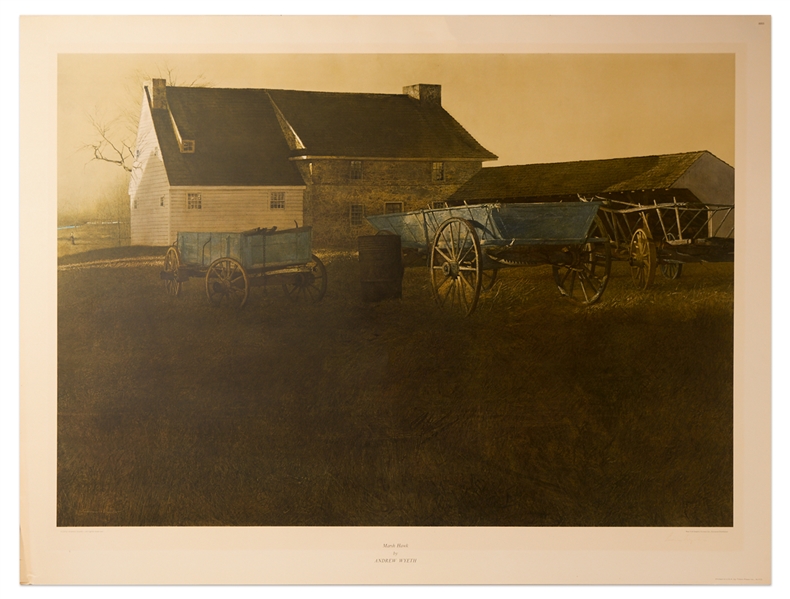 Andrew Wyeth Signed Limited Edition Collotype of ''Marsh Hawk'' -- Large Print Measures 34'' x 25''