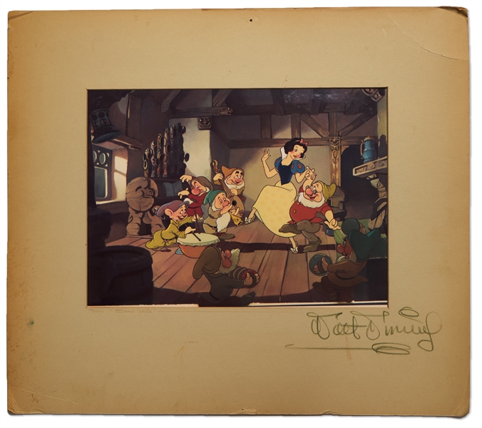 Walt Disney Signed Mat Showcasing ''Snow White and the Seven Dwarfs'' Dye Transfer Print