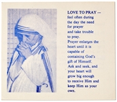 Mother Teresa Signed Prayer Card