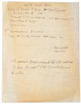 Richard Feynman Handwritten Document From the Challenger Disaster Investigation -- He Writes, ''PRESIDENTIAL PRESSURE / BIG SHOTS'', ''PARANOIA'' and ''TAXI TO HARDWARE STORE / ICE WATER''