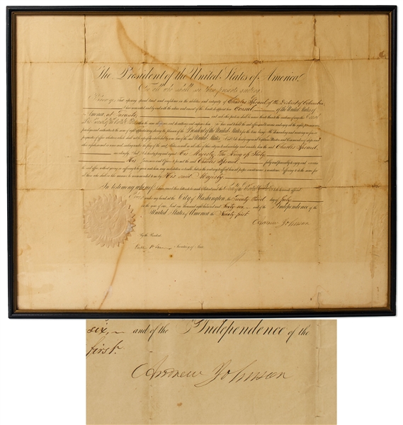 Andrew Johnson Italian Consul Appointment Signed as President