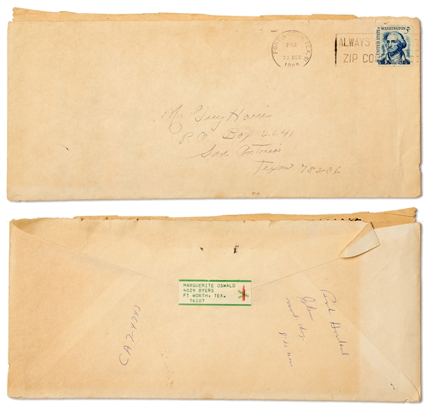Marguerite Oswald Autograph Letter Signed From 1966, Shortly After Her Son Lee Harvey Oswald Assassinated John F. Kennedy -- ''...A Man is innocent until proven guilty...''