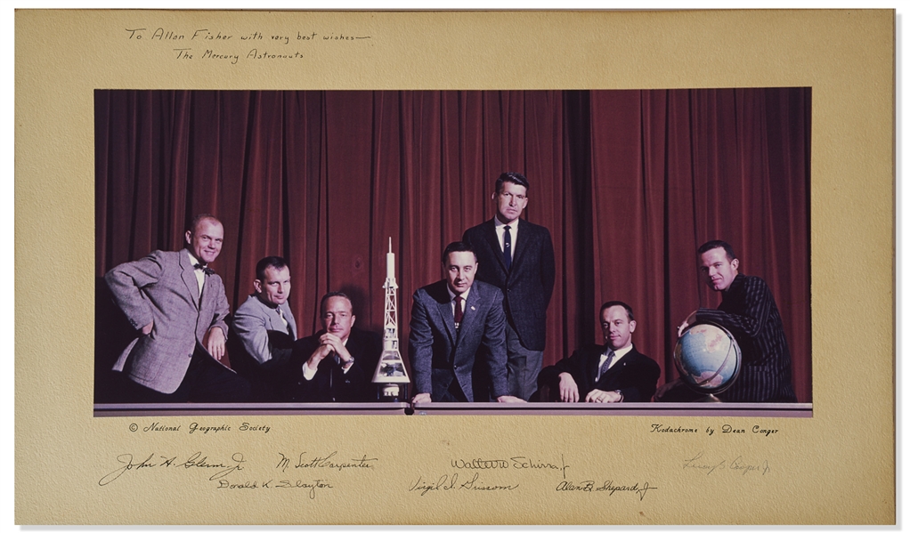 Mercury 7 Signed 22'' x 13'' Photo Display, With Signatures by All 7 Astronauts -- Very Scarce Pose -- With Steve Zarelli COA