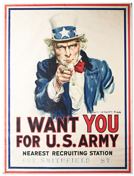 The Most Famous American Artwork, the Original ''I Want You'' World War I Recruitment Poster by James Montgomery Flagg