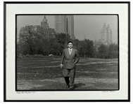 Osvaldo Salas Signed 20 x 16 Photo of Fidel in Central Park Showing Fidel Castro During His Exile from Cuba in 1955