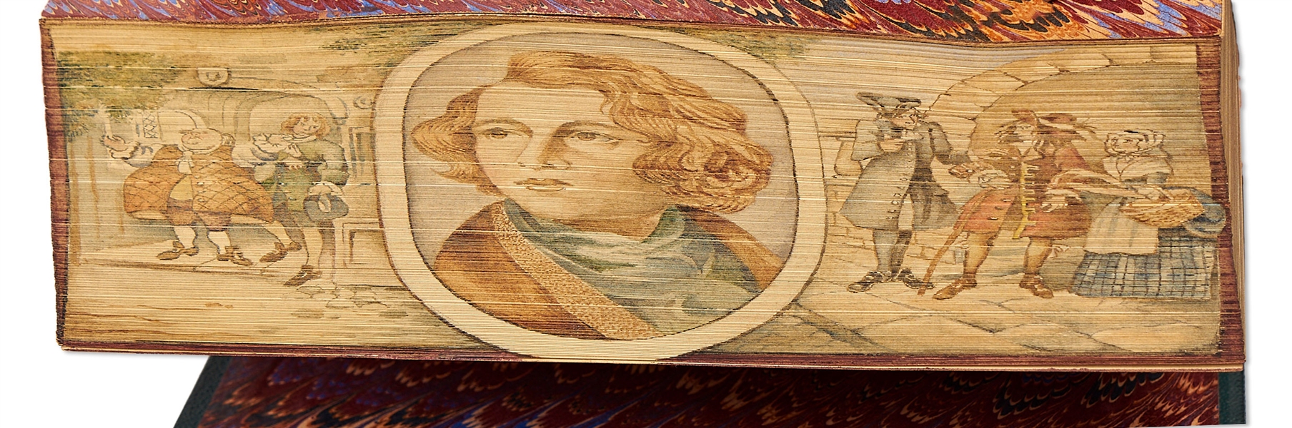 Fore-Edge Painting of Charles Dickens and Scenes from the Novel ''Barnaby Rudge''