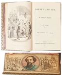 Triple Fore-Edge Paintings of Charles Dickens and Scenes from the Novel Dombey and Son