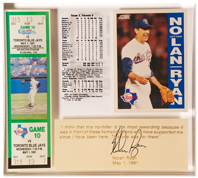 Nolan Ryan No-Hitter Limited Edition Set Issued by the Texas Rangers -- Commemorating Ryan's 7th No-Hitter MLB Record