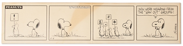 Original Charles Schulz 1964 ''Peanuts'' Comic Strip -- The Birds Stage a Protest, Exasperating Snoopy