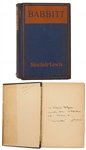 Sinclair Lewis Signed First Edition, First Printing of Babbitt